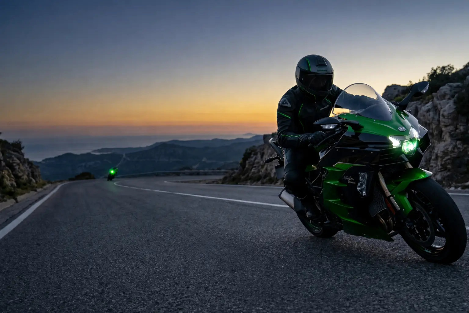 Sport-touring tires - Sport touring motorcycle on road