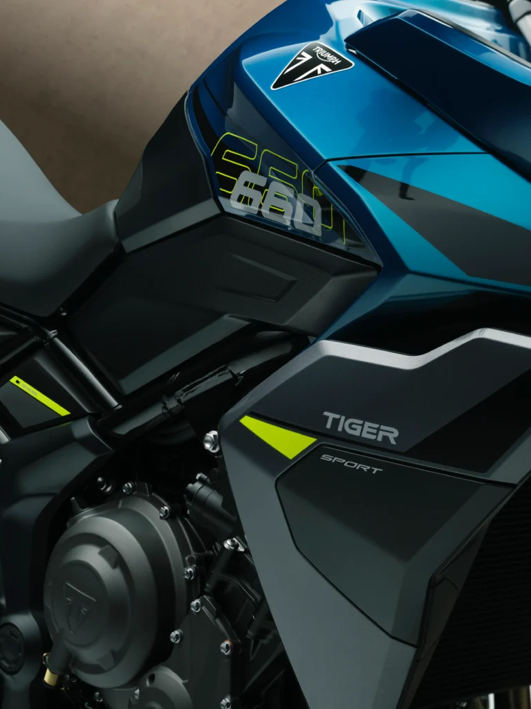 Triumph Tiger Sport 660, a fun and lightweight triple engine bike perfect for daily commuting and weekend touring.