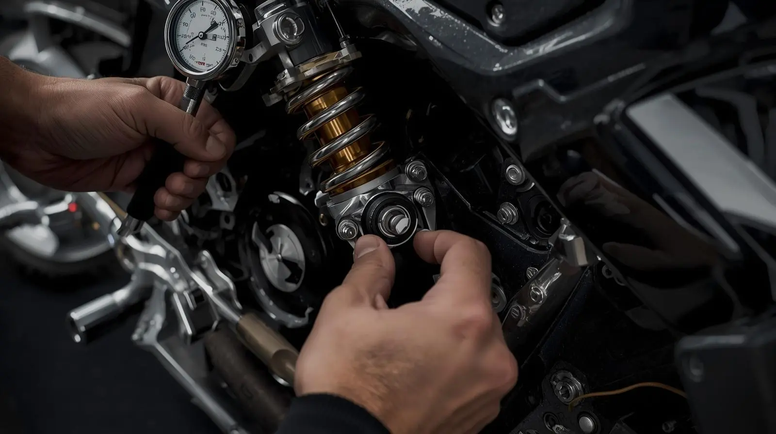 Suspension Preload and Tire Pressure Setup.
Most riders think of tire pressure as a safety check, but tire pressure setup also affects comfort, steering feel, and fatigue.